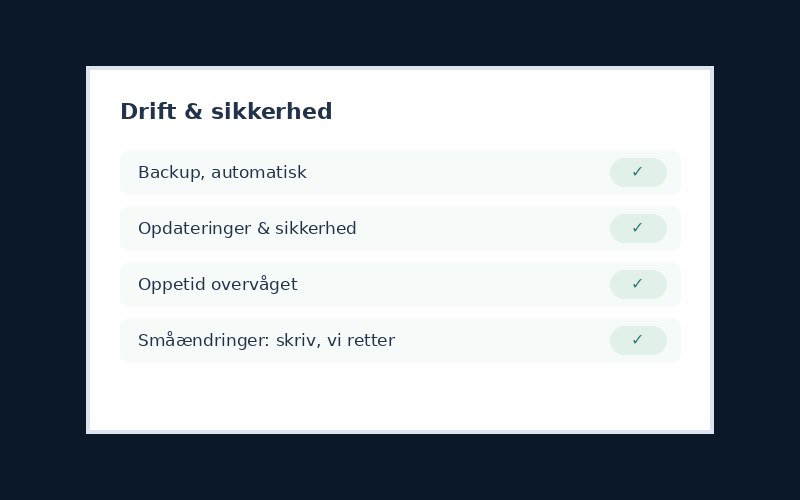 Driftsoversigt: backup, opdateringer og overvågning